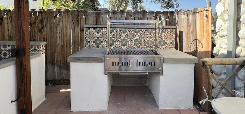Built In/Table Top Charcoal Outdoor BBQ, Stainless Steel #430 Body and #304 Grates, Rotisserie Parrilla Santa Maria/Argentine Grill Spit