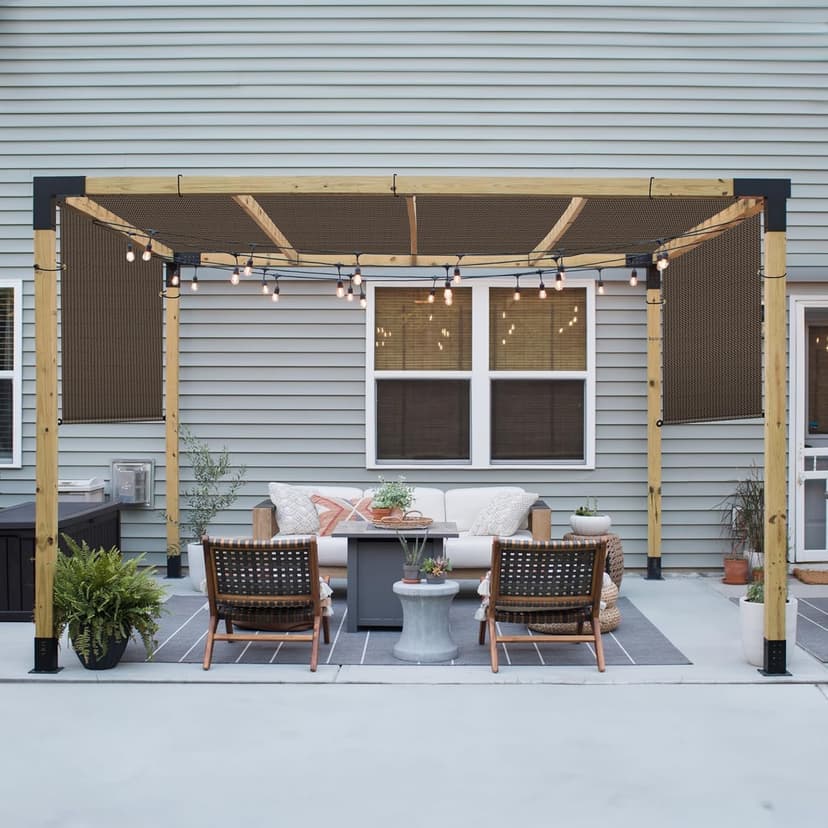 Patio Paradise 10' x 12' Pergola Canopy Replacement Cover Shade Cloth with Grommets Weighted Rods Outdoor Sun Shade Screen UV Block for Gazebo Backyard Deck Porch Balcony, Brown