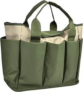 Garden Tool Bag, Garden Tote Bag With 8 Pockets, Canvas Garden Tool Storage Bags, Heavy-duty Large Organizer Bag for Garden Tool Kit, Gardening Organizer for women Men Indoor and Outdoor Gardening