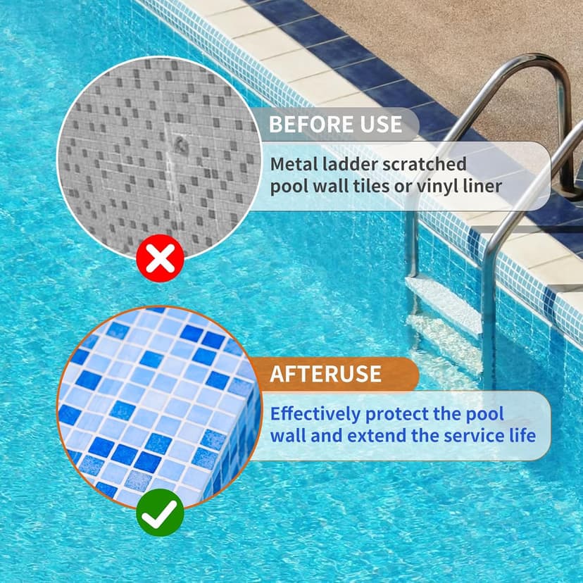 Pool Ladder Bumpers for Inground Pool - Pool Ladder Plugs Fits 1.9” Swimming Pool Ladder Tubing - Steps Inside Plug Caps for Protect Swimming Pool Liner, Rubber Ladder Foot Cover (2Pack)
