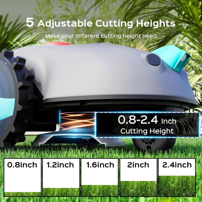 V100 Robotic Lawn Mower with Visual Navigation, Smart Obstacle Avoidance, Adjustable Cutting Height, Low Noise – Ideal for Small Lawns