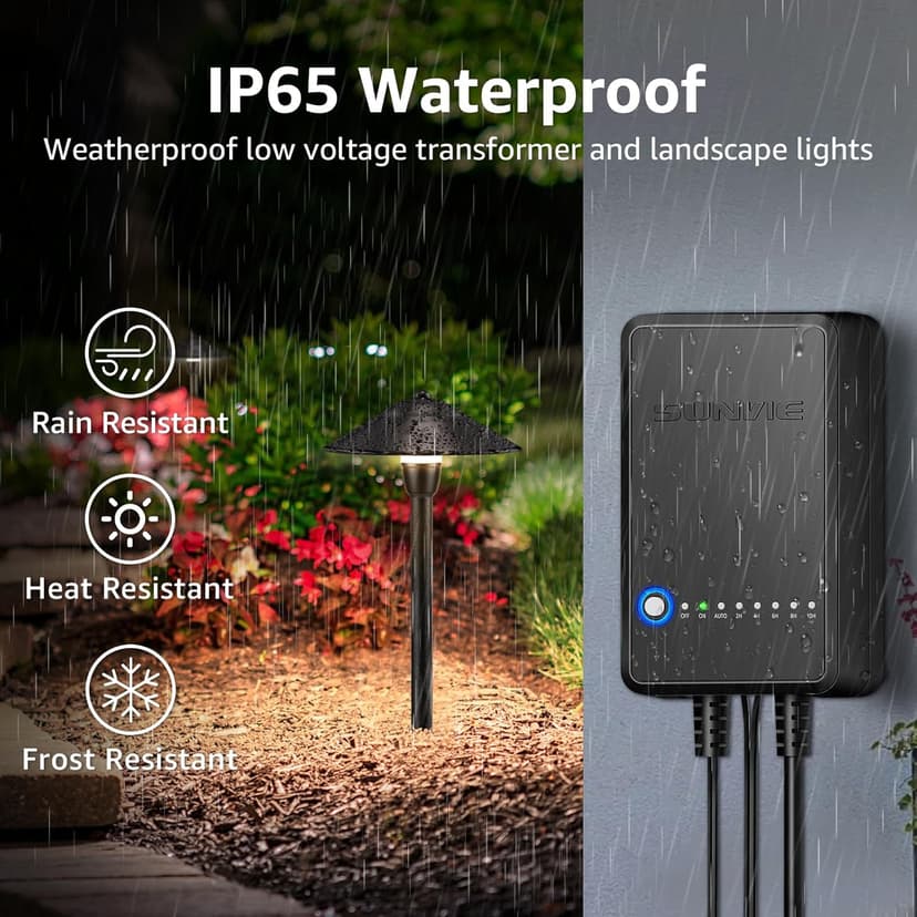 SUNVIE All-in-One LED Pathway Lighting Kit, 8-Pack Low Voltage Landscape Lights with Transformer and 100FT 16/2 AWG Wire, 3000K Waterproof Landscape Lighting with Connectors for Walkway Garden Yard