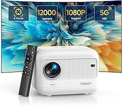 [Electric Focus]Mini Projector with 5G WiFi and Bluetooth 5.2,YABER 1080P Outdoor Projector Support ±40° Keystone Correction,Portable Projector for Phone/ TV Stick/Laptop/PS5