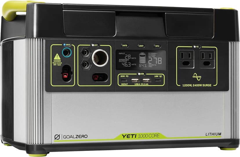 Goal Zero Yeti 1000 Core Portable Power Station, 1,000 W, Solar-Powered Generator (Solar Panel Not Included), USB-A/USB-C Ports and AC Outlets, Power for Camping (Yeti 1000 Core)