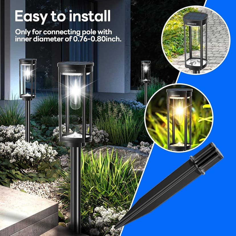 8 Pack Reinforced Ground Stakes, 0.75" x 5.12" Solar Lights Spikes, ABS Plastic Replacement Nails for Pathway Garden Torch Lights