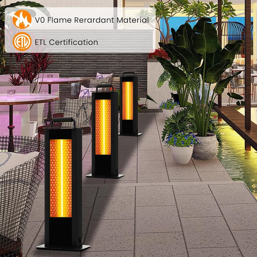 COSTWAY Outdoor Patio Heater, 1200W Freestanding Double-Sided Electric Infrared Heater w/Tip-Over Protection & Silent Heating, IP65 Waterproof Portable Heaters with Handle for Outdoor Patio Porch