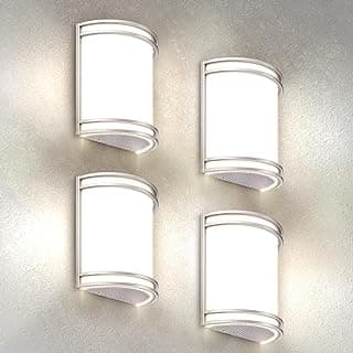 ASD LED Indoor Wall Mount Light Fixture - 10 Inch Modern Interior Brushed Nickel Wall Sconce Lighting - 3000K 4000K 5000K Adjustable - Half Cylinder Hallway Light Fixture - ETL & Energy Star 4 Pack