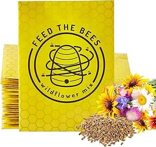 American Meadows Wildflower Seed Packets Feed The Bees'' Party Favors (Pack of 20) - Pollinator Wildflower Seed Mix to Attract Hummingbirds, Bees, and Butterflies, Party Favor for Any Occasion