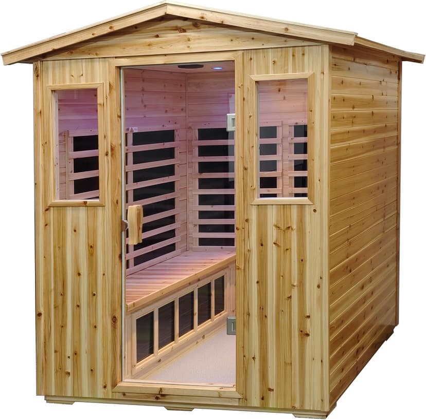 LTCCDSS Garner Outdoor Sauna 4 Person, Far Infrared Sauna, Low EMF Sauna Room for Home, Low EMF Heaters | Chromotherapys | Bluetooth Speakers | Canadian Hemlock | 59.1 * 82.7 * 48.4