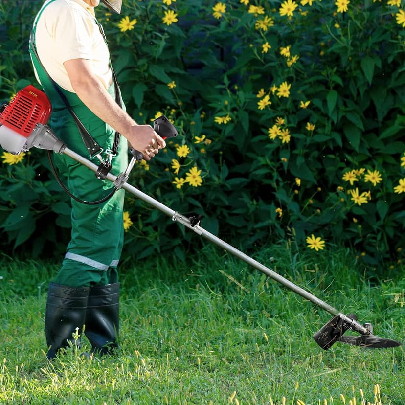 COOCHEER Weed Wacker 58cc, 4 in 1 Cordless Weed Eater Gas Powered, 2-Cycle String Trimmers Gas Brush Cutter Straight Shaft Gas Grass Trimmer for Lawn and Garden Care Trimming, Red
