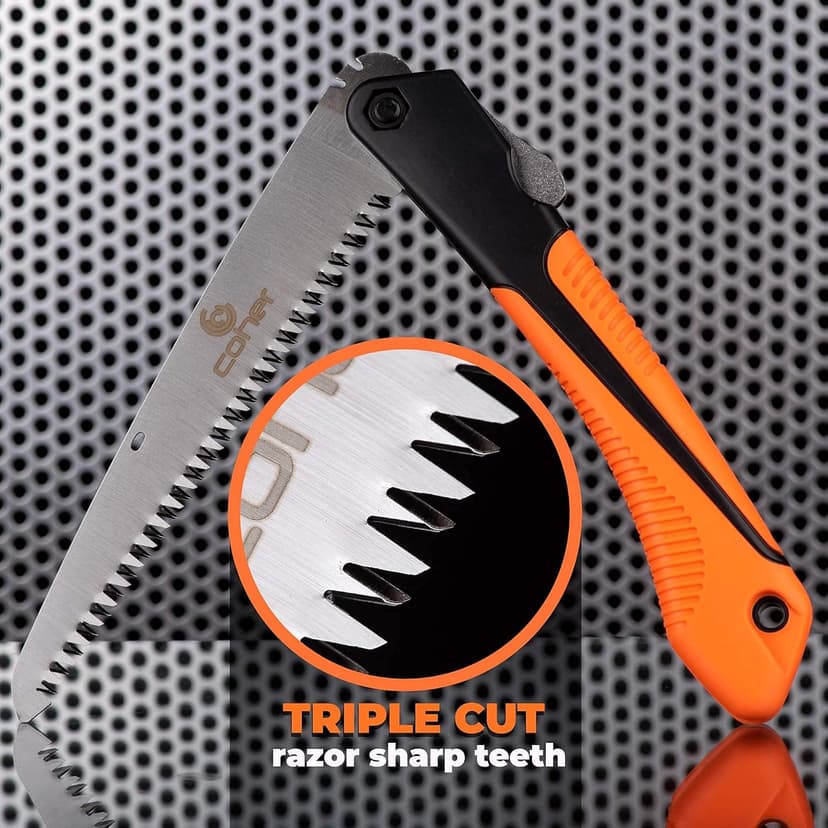 Folding Saw, 8 Inch Rugged Blade Hand Saw, Best for Camping, Gardening, Hunting | Cutting Wood, PVC, Bone, Pruning Saw with Ergonomic Non-Slip Handle Design