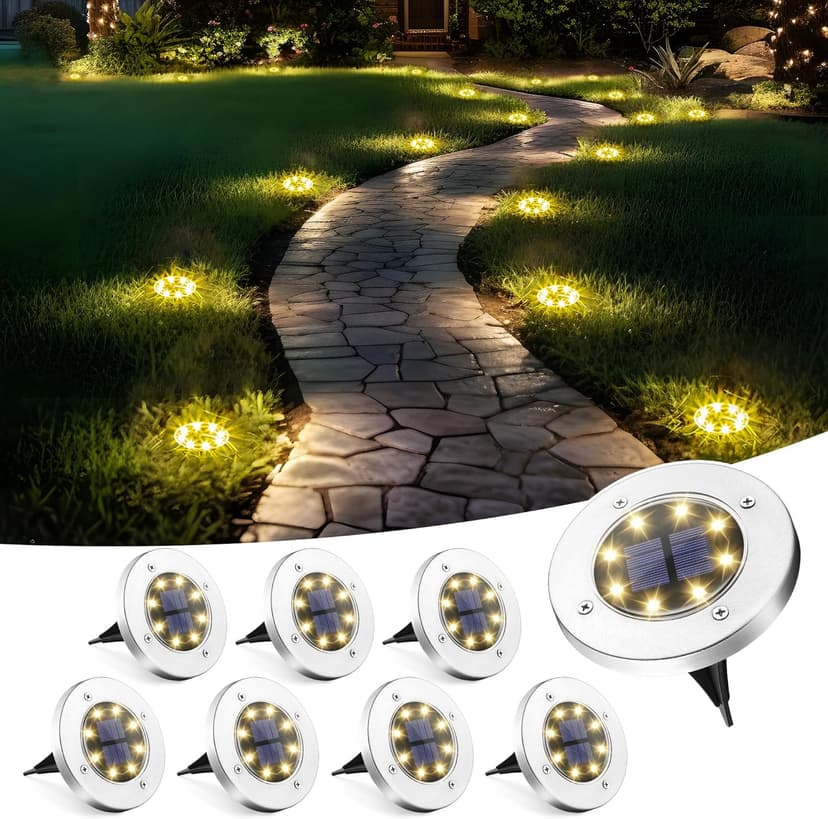 SOLPEX Solar Lights Outdoor Waterproof, 8 Pack Solar Ground Lights, Solar Garden Lights Landscape Lighting for Pathway Driveway Patio Backyard Walkway (Warm White)