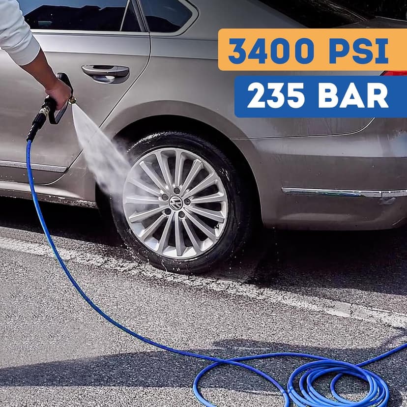 TOOLCY Wearproof Pressure Washer Hose 50ft, 3400 PSI Kink Resistant Power Washer Hose 1/4 in., Replacement Power Wash Hose with M22 and 3/8" Quick Connection Kit for Gas & Electric