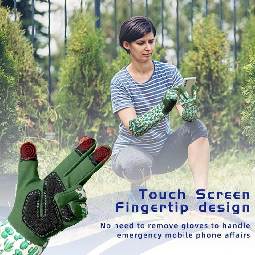 Schwer Gardening Gloves for Women, Rose Pruning Gloves with Forearm Protection, Breathable and Comfortable Thorn Proof Garden Glove with Touch Screen for Yard & Outdoor Work (Medium 1 Pair)