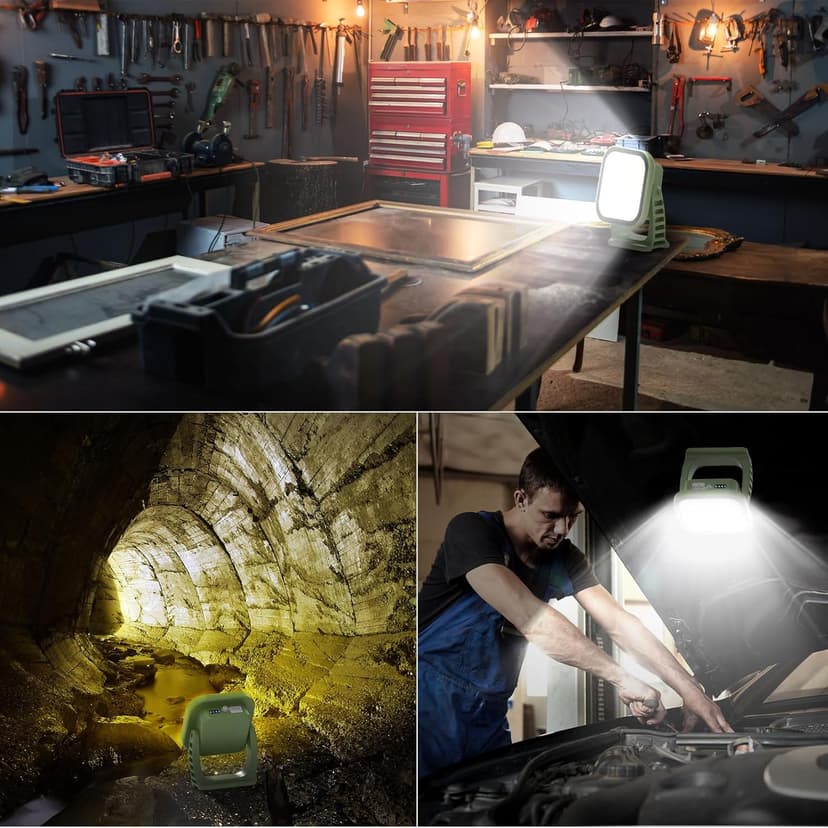 Portable Work Light, 4000LM, IP65 Waterproof Magnetic Work Lights with Stand, 12000mAh PowerBank LED Rechargeable Lights, 1/4” Threaded Port Flood Light for Job Site, Car Repairing