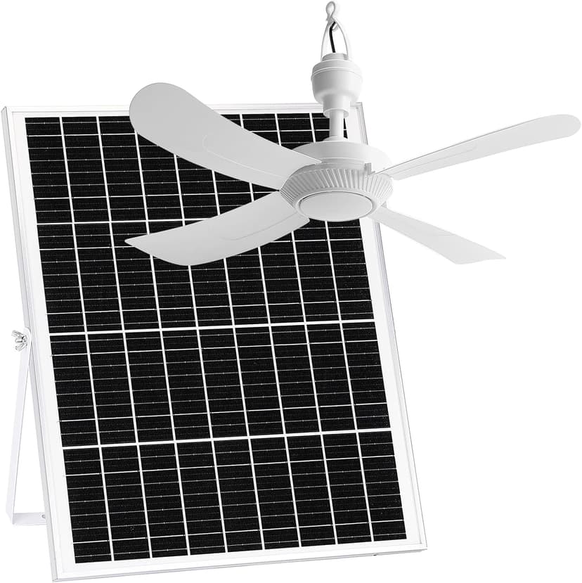 23.6'' Solar Ceiling Fan, 25W Solar Powered Hanging Fans for Outdoor Gazebo, Chicken Coop, Greenhouse, Shed, Dog House, 19.7 Ft Long Cord with On/Off Button
