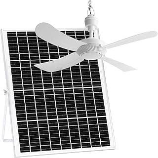 23.6'' Solar Ceiling Fan, 25W Solar Powered Hanging Fans for Outdoor Gazebo, Chicken Coop, Greenhouse, Shed, Dog House, 19.7 Ft Long Cord with On/Off Button