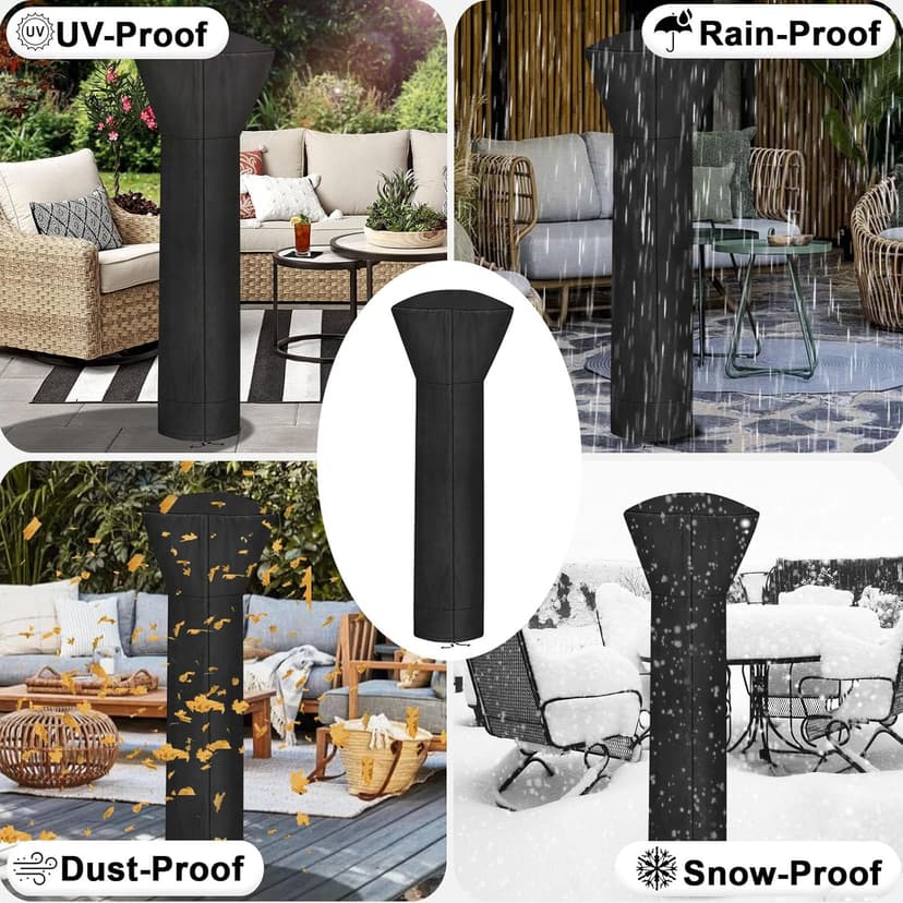 OutdoorLines Waterproof Outdoor Patio Heater Covers with Zipper and Storage Bag, Dust-proof UV-Resistant Windproof Propane Heavy Duty Heater Cover for Standing Heater, 1 Pack-89Hx33Dx19B inch Black