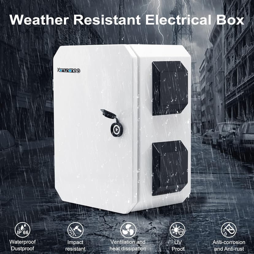 Outdoor Electrical Box, Cold-Rolled Steel Plate, Aluminum Alloy Back Beam, One-Piece Ventilation Design, IP65 Waterproof, Wall/Pole Mounted (15.7" x 11.8" x 7.9")