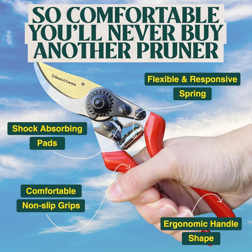 EnduroPRO Ergonomic Bypass Pruners - Professional Titanium Garden Shears - Heavy Duty Hand Pruning Scissor, Tree Trimmer, Gardening Tool, Branch, Hedge, Rose, Shrub & Bush Clippers
