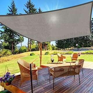 HappyTrends Sun Shade Sail,Heavy Duty UV Protection Beach Shade Canopy Wind sail,Tear and Rust Resistant Patio sail Shade for Yard Deck Lawn Garden Rectangle Sunshade(12'x 12',Grey)