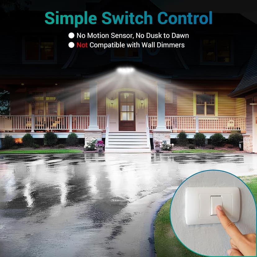USTELLAR 100W 10000lm Floods Light Outdoor, Switch Controlled LED Security Lights with 4 Adjustable Heads, 5000K Daylight, IP65 Waterproof, Bright Exterior LED Flood Light Hardwired Yard-White