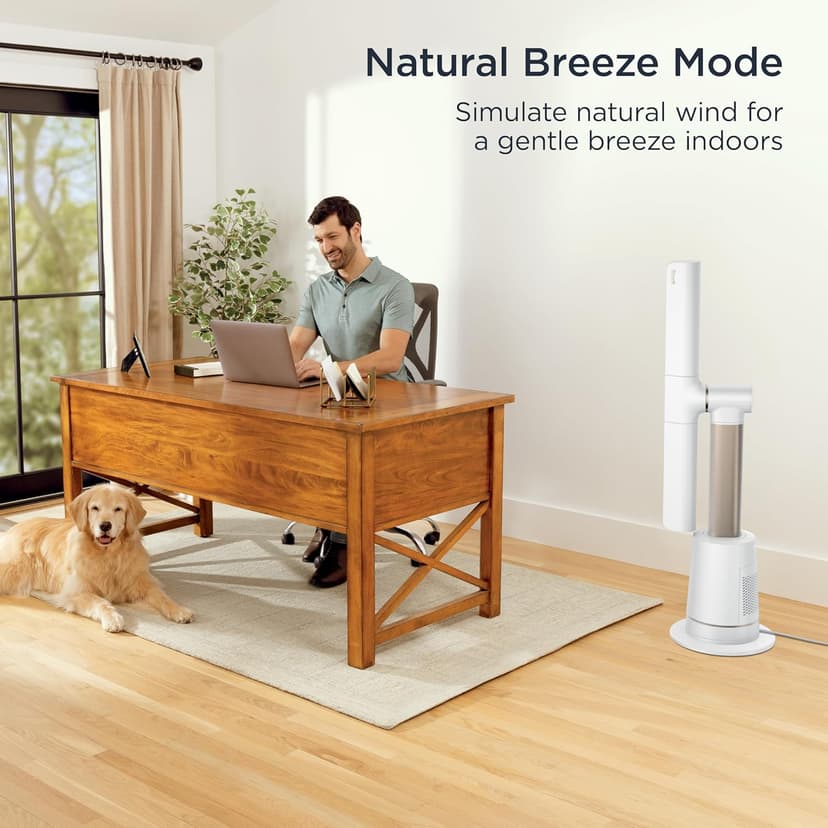 Shark TurboBlade Fan—Ultra-powerful bladeless tower fan, pivots, twists, oscillates 180°, accelerates air up to 80 ft., 10 noise levels + 10 speeds for air circulation, easy to clean, dove, TF202SWH