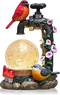 TERESA'S COLLECTIONS Cardinal Garden Decor for Outside, Red Bird Outdoor Statues with Solar Lights, Resin Garden Ornament for Lawn Porch Yard, Robin Gifts for Women Mom, 6"