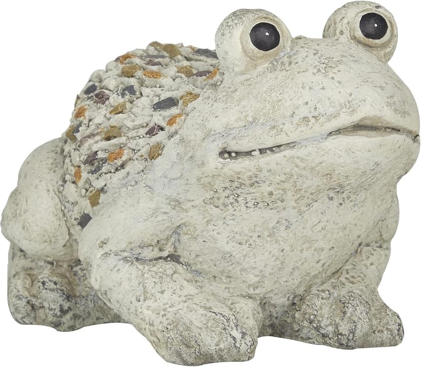 Deco 79 Polystone Frog Decorative Garden Sculpture Indoor Outdoor Garden Statue, Outdoor Sculpture 12" x 8" x 8", Light Gray