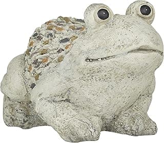 Deco 79 Polystone Frog Decorative Garden Sculpture Indoor Outdoor Garden Statue, Outdoor Sculpture 12" x 8" x 8", Light Gray