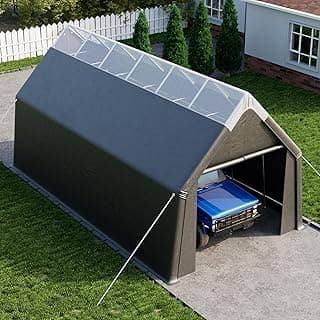 Carport Canopy 13x24 FT Heavy Duty with Translucent Roof - Skyview Portable Garage with Reinforced Metal Frame, Zipper Doors,All-Weather Resistant, Waterproof Outdoor Storage Shelter for Cars/RV/ATV