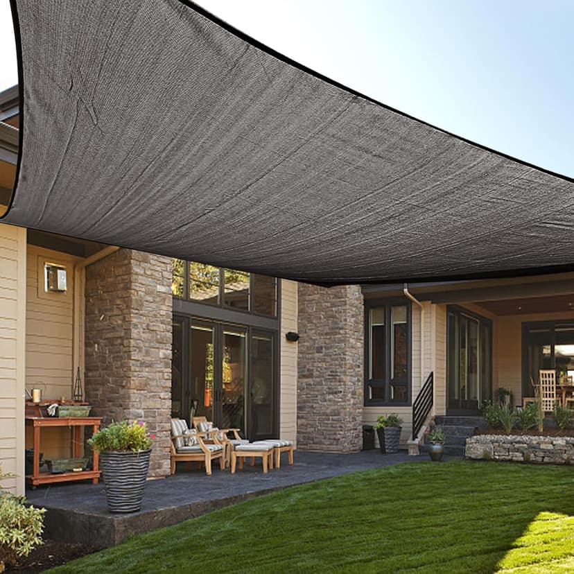 LOVE STORY 8/10/12/13/14/16/20 Rectangle Dark Grey Sun Shade Sail Canopy UV Block Cover for Outdoor Patio Garden Backyard, 8' x 12' Dark Grey