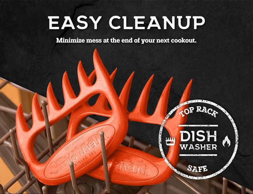 Bear Paws Meat Claws - The Original Meat Shredder Claws, USA Made - Easily Lift, Shred, Pull and Serve Meats - Ultra-Sharp, Ideal Meat Claws for Shredding Pulled Pork, Chicken, Beef, Turkey - Orange