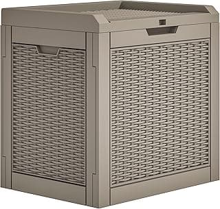 YITAHOME 32 Gallon Deck Box, Resin Storage with Lockable Lid & Side Handles, Indoor Outdoor Small Container for Patio Cushion, Garden Pool Accessories, Backyard Furniture, Water Resistant