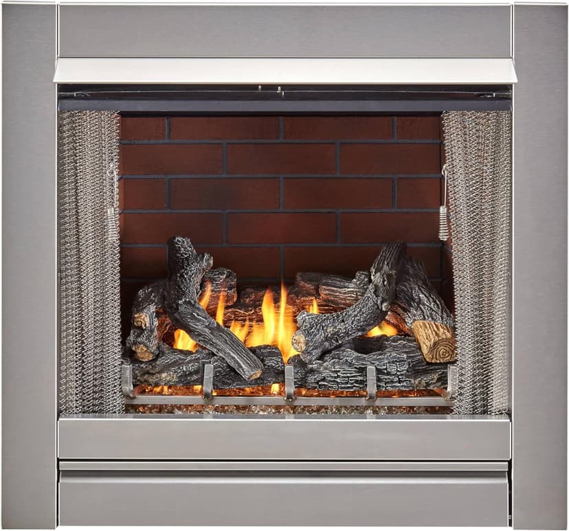 Vintage Red Ceramic Fiber Brick Panel for 450 Series Outdoor Fireplace Insert - Model FLB450-VR, Realistic Hand-Painted Design