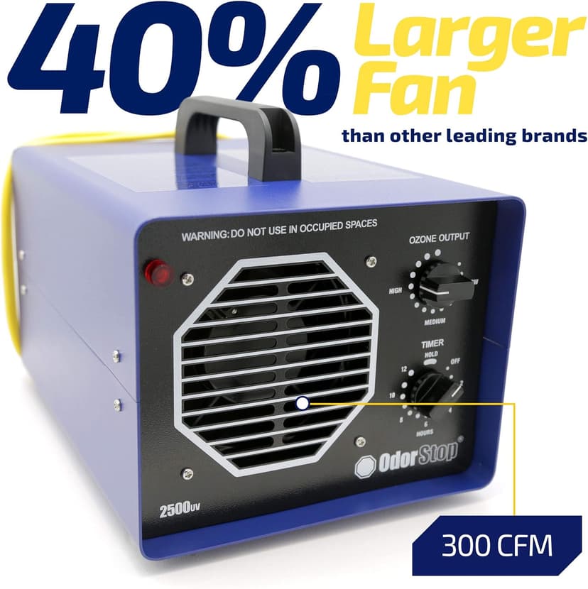 OdorStop OS2500UV Professional Grade Ozone Generator Ionizer for Areas of 2500 Square Feet+, For Deodorizing and Purifying Medium Size Areas Such as Hotel Rooms, Offices, and Basements
