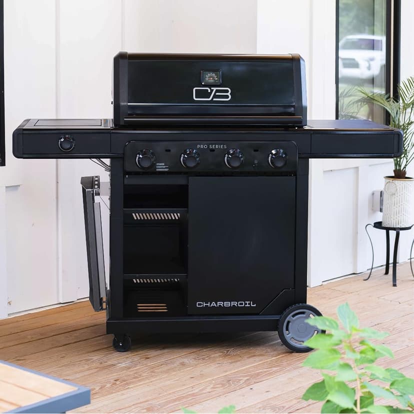Char-Broil® Pro Series™ with Amplifire™ Infrared Technology 4-Burner Propane Gas Grill Cabinet with Side Burner, Black - 463281024