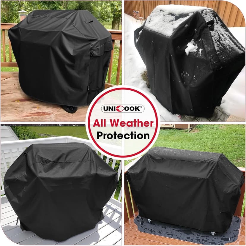 Unicook Grill Cover 55 Inch for Outdoor Grill, Heavy Duty, Waterproof, Fade Resistant, BBQ Cover with Handles/Straps/Air Vents, Compatible with Weber Charbroil Nexgrill Gas BBQs etc