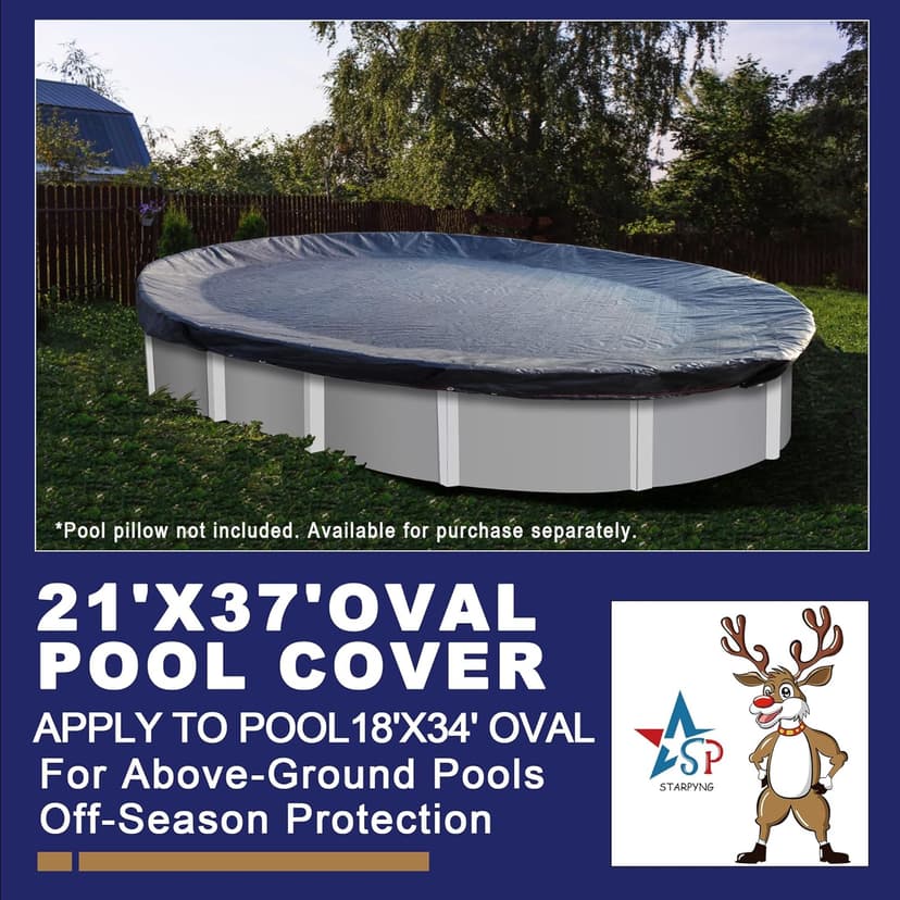 STARPYNG-Round Swimming Pool Cover, 5mil,Navy Blue and Black,Winter Underground Pool Cover,Easy Install, UV Protection,Water Proof Oval(Pool Size:19x28FT,Cover Size: 16x25FT)