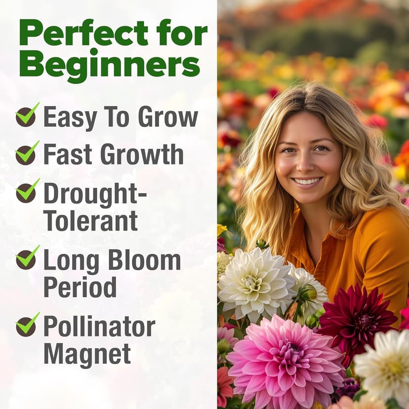 HOME GROWN Zinnia Dahlia Seeds Pack for 2025 – 524 𝗡𝗢𝗡-𝗚𝗠𝗢 𝗨𝗦𝗔 Flower Seeds | Vibrant Zinnia Elegans for Pollinator Gardens, Borders & Containers | Easy-to-Grow Outdoor Blooms