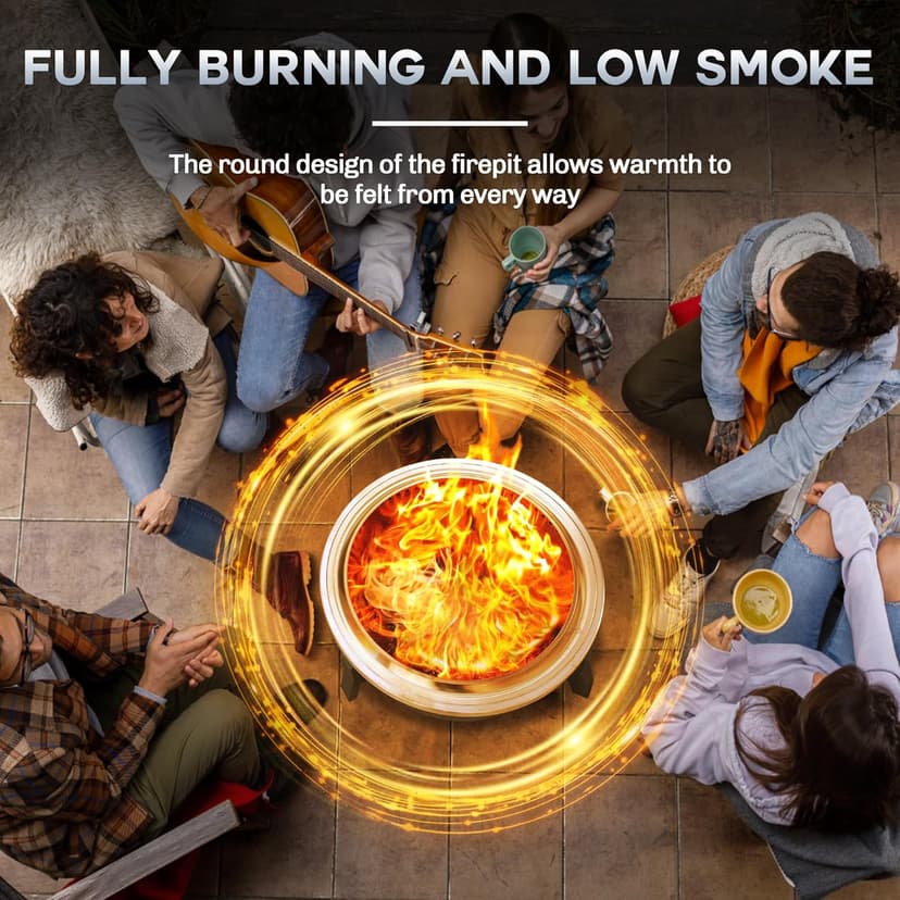 BALI OUTDOORS 22 inch Smokeless Firepit Outdoor, Outdoor Fire Pit Patio with Ash Pan, Portable Fire Pit Wood Burning
