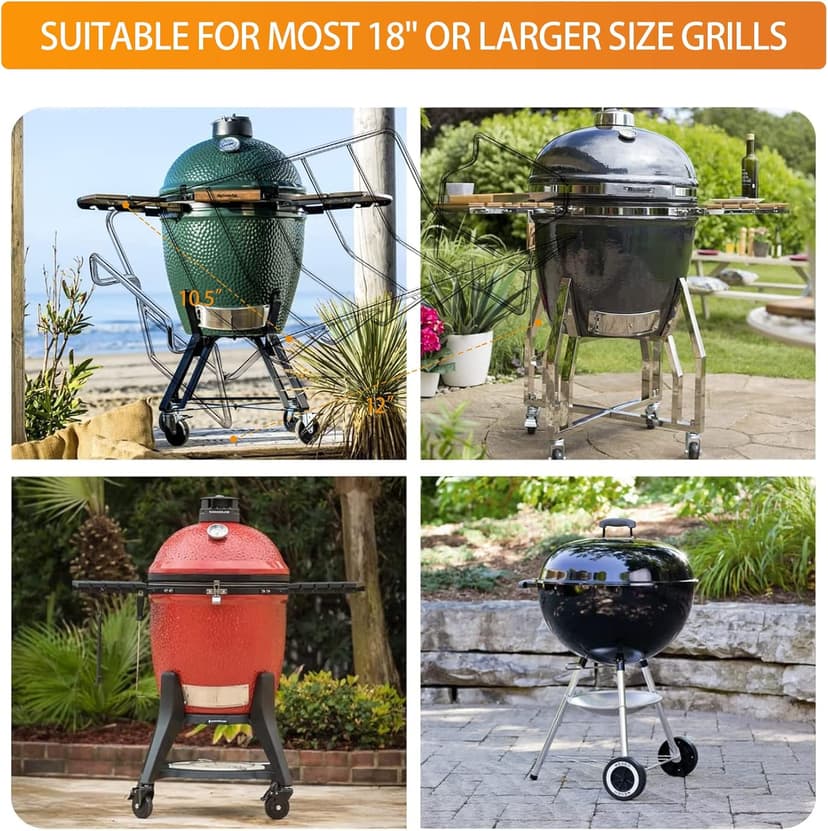 Burly grill Turkey Rack Turkey Roast Rack for Big Green Egg, BBQ Rib Rack for Smoking Turkey Smoker Roasting Rack Roaster Pan Stainless Steel for Large Big Green Egg for Kamado Joe Pit Boss