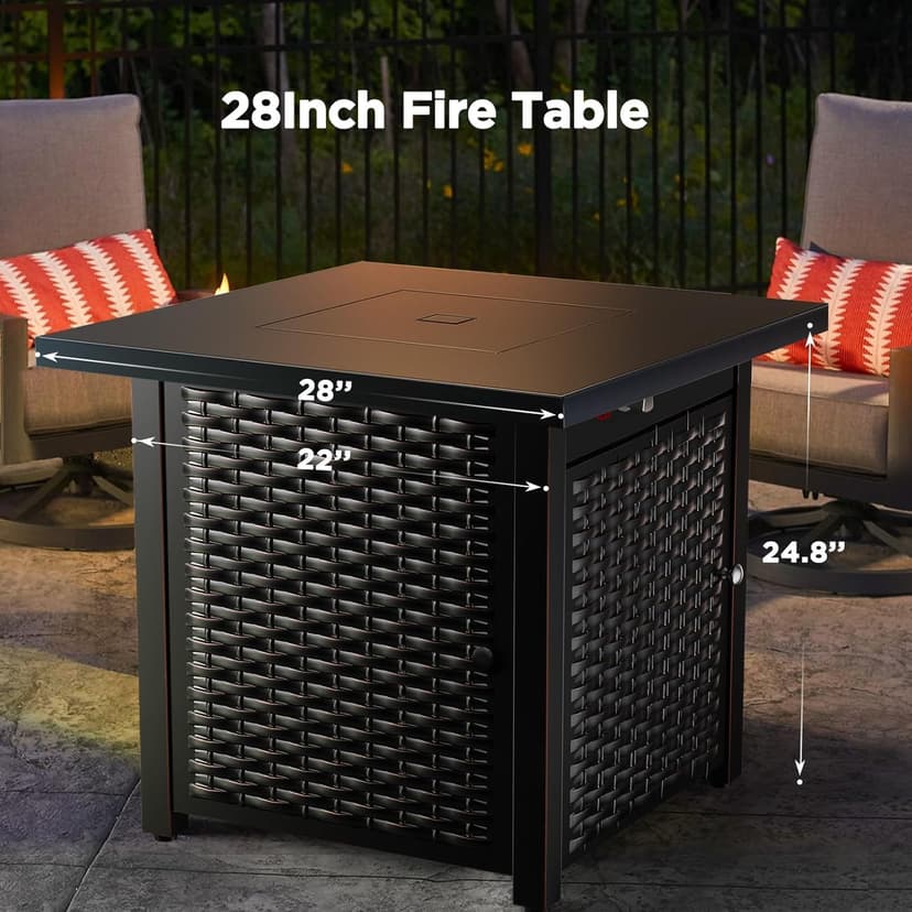 Ciays 32 Inch Propane Fire Pit, CSA-Listed Outdoor Gas Fire Pit 50,000 BTU Steel Fire Pit Table with Lid, Add Warmth and Ambience to Gatherings and Parties On Patio Deck Garden, Black,CIFPT4B