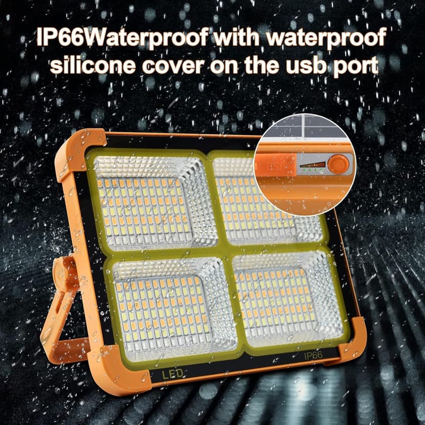 Portable LED Work Solar Light 100W 16500mAh 10000 LM with Stepless Brightness Job Site Battery Rechargeable LED Floor Light for Emergency Worklight for Hurricane Father's Day Gift