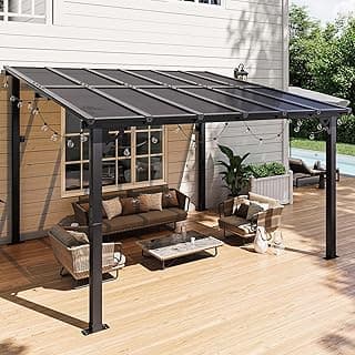 Aoxun 10' x 12' Gazebo for Patio, Gazebo Pergola with Sloped Roof, Large Wall-Mounted Heavy Duty Awnings, for Backyard, Deck, Patio