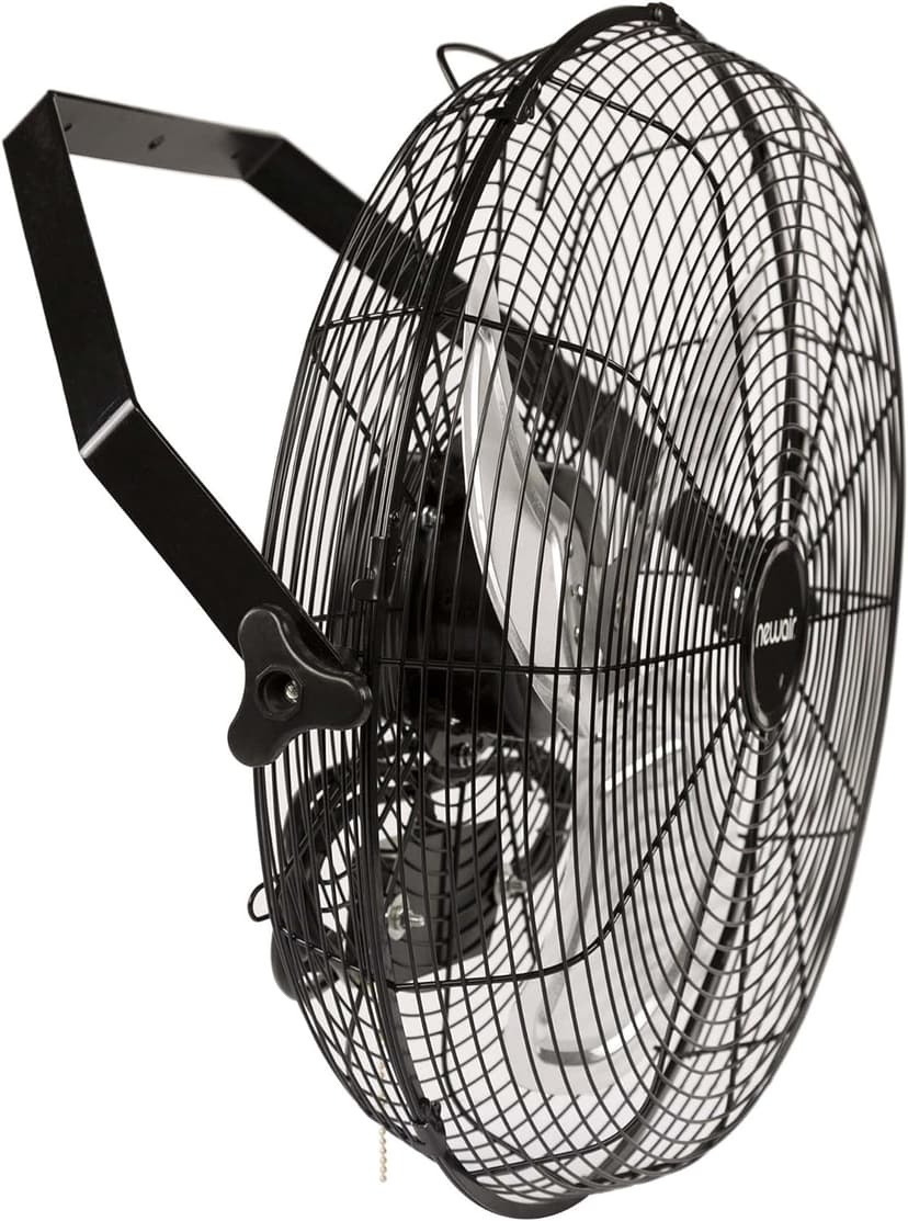 Newair Wall Mounted High Velocity Fan | 18" Air Fan | Quiet Blade Fan | 3 Speed Settings Box Fan | Heavy Duty Fan For Industrial Use | Portable Outdoor Shop Fan | Black | WindPro18W, 3000 CFM