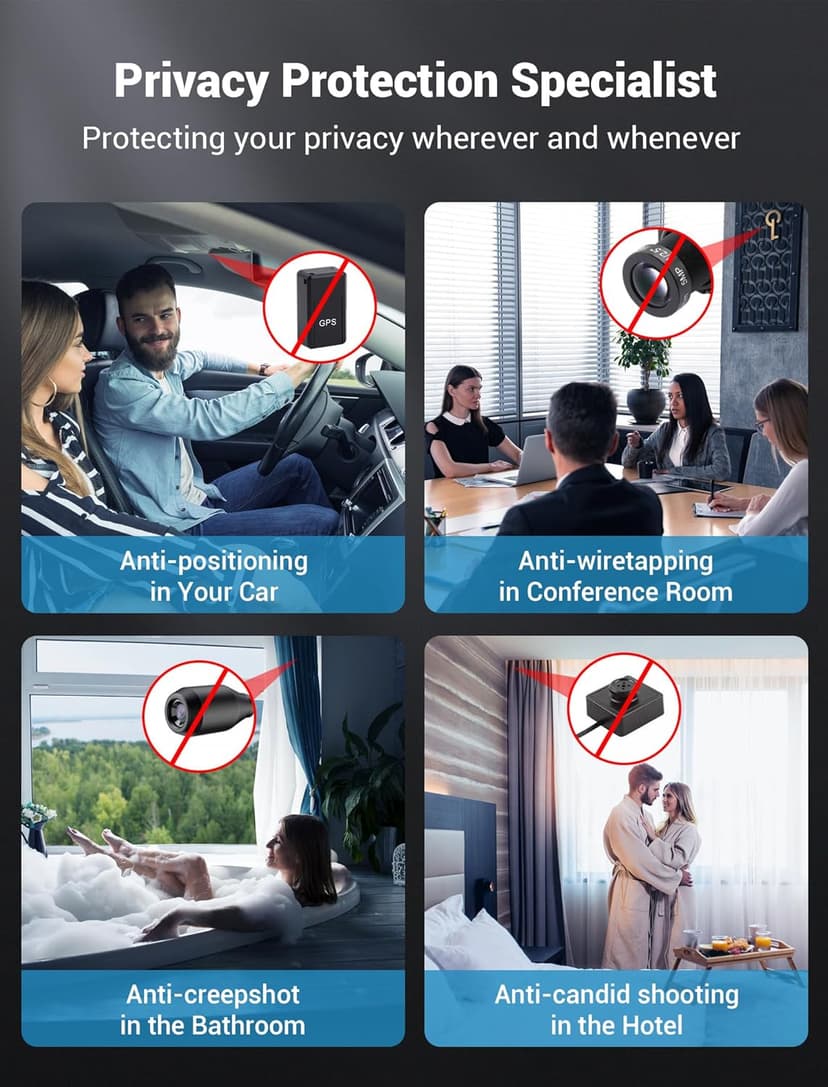 smhawk Hidden Camera Detector - 2025 Camera Detector, Bug Detector, GPS Tracker Detector, spy Camera, Listening Device Detector for Hotels, Home, Office, 6 Levels Sensitivity,4 Modes