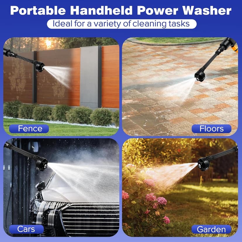 Upgrade 900PSI Cordless High Pressure Washer Gun, 15000mAh Battery Powered Pressure Washer with 6-in-1 Adjustable Nozzle, Portable Handheld Power Washer for Car, Home Cleaning & Garden Watering