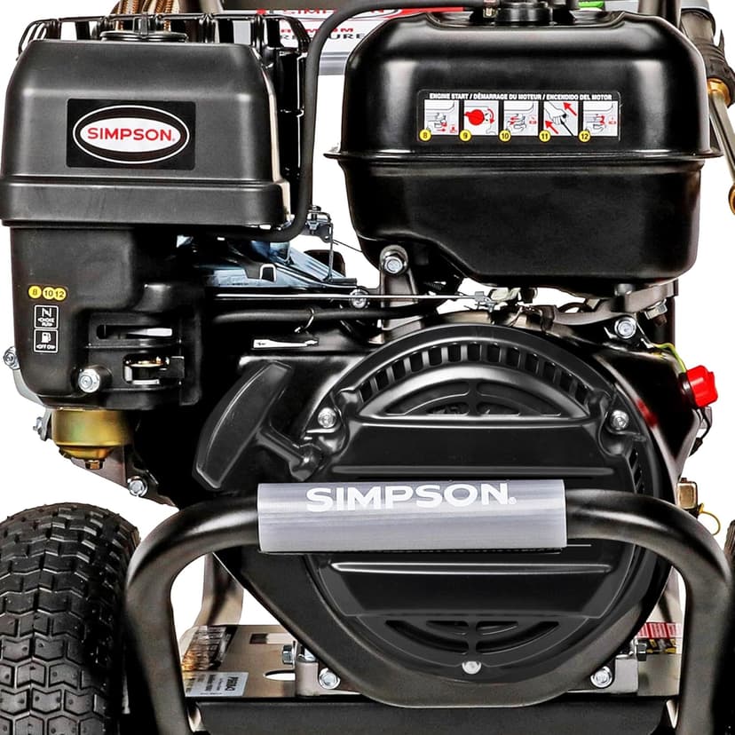 SIMPSON Cleaning PS60843 PowerShot 4400 PSI Gas Pressure Washer, 4.0 GPM, CRX 420cc Engine, Includes Spray Gun and Extension Wand, 5 QC Nozzle Tips, 3/8-inch x 50-foot Monster Hose, 49-State