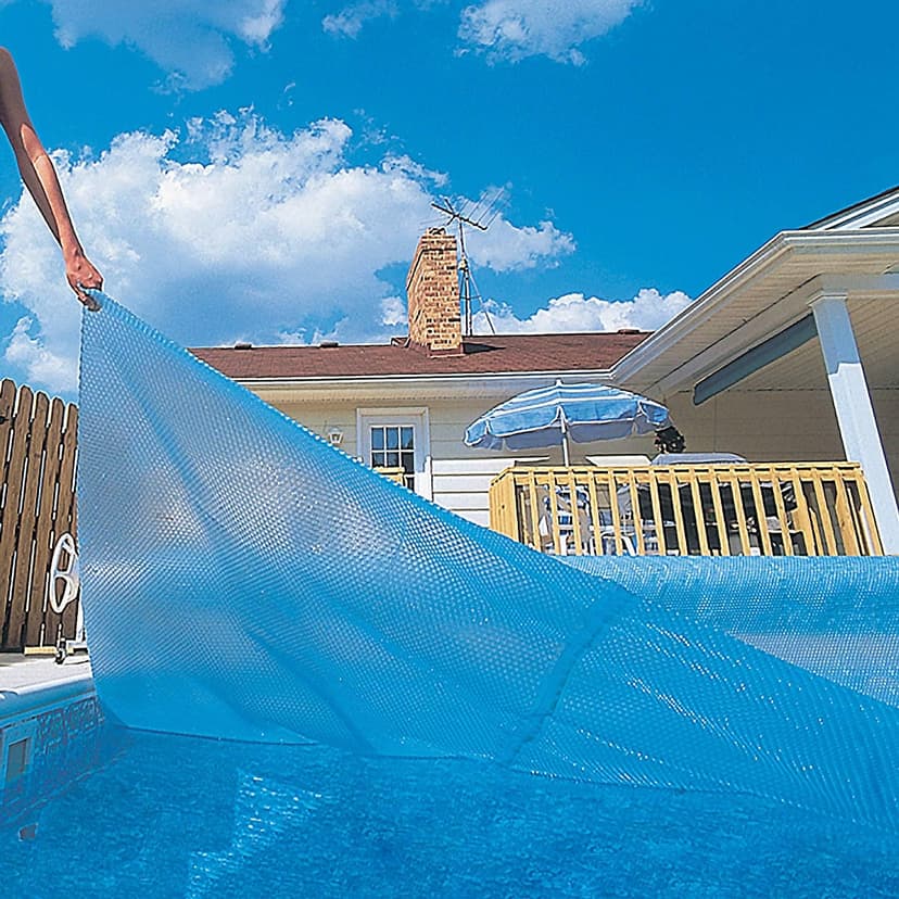 Blue Wave 16-ft x 32-ft Rectangular Pool Solar Blanket - 12-mil Solar Pool Cover with Thermal Bubbles to Retain Heat and Reduce Evaporation – Fade Resistant Pool Solar Cover for Inground Pool - Blue